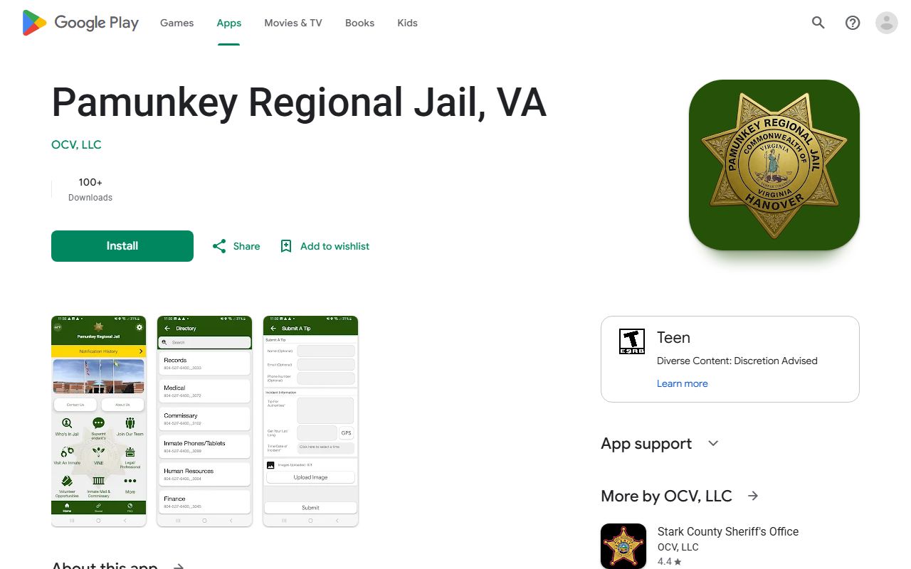 Hanover County inmate records mobile app for Pamunkey Regional Jail VA